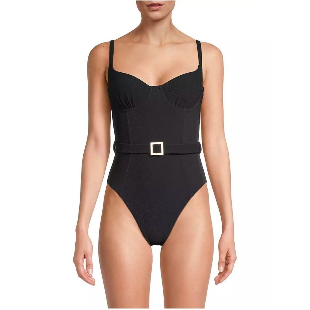 WeWoreWhat Black One-Piece Swimsuit with Belt